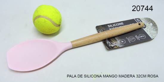 Imagen de PALA DE SILICONA MANGO MADERA 32CM ROSA 3.24